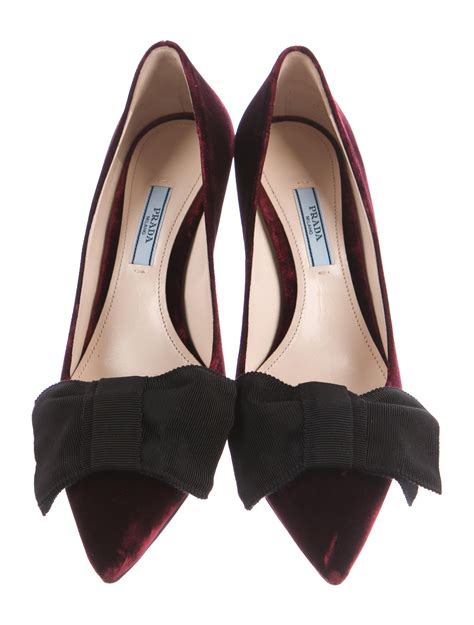 prada 65 mm heel bow pump|Black Velvet Pumps .